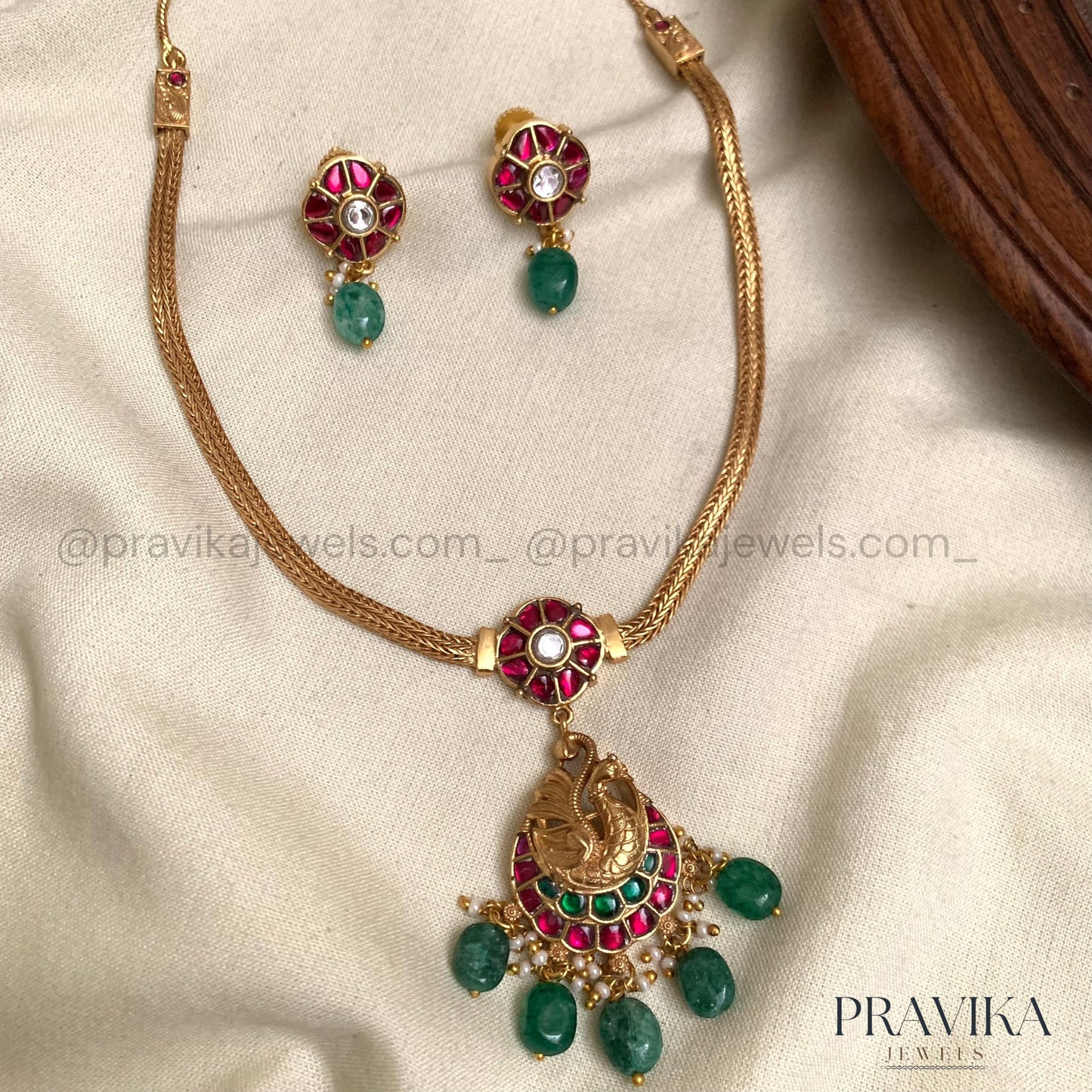 Premium Jadau Peacock Necklace Set PL15