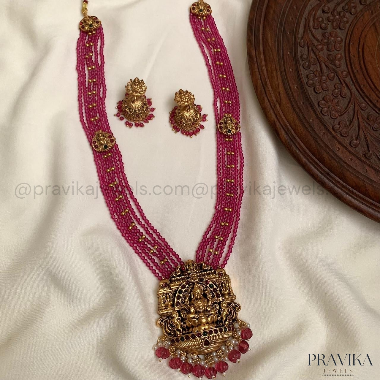 Ruby Beads Lakshmi Long Haram LH24