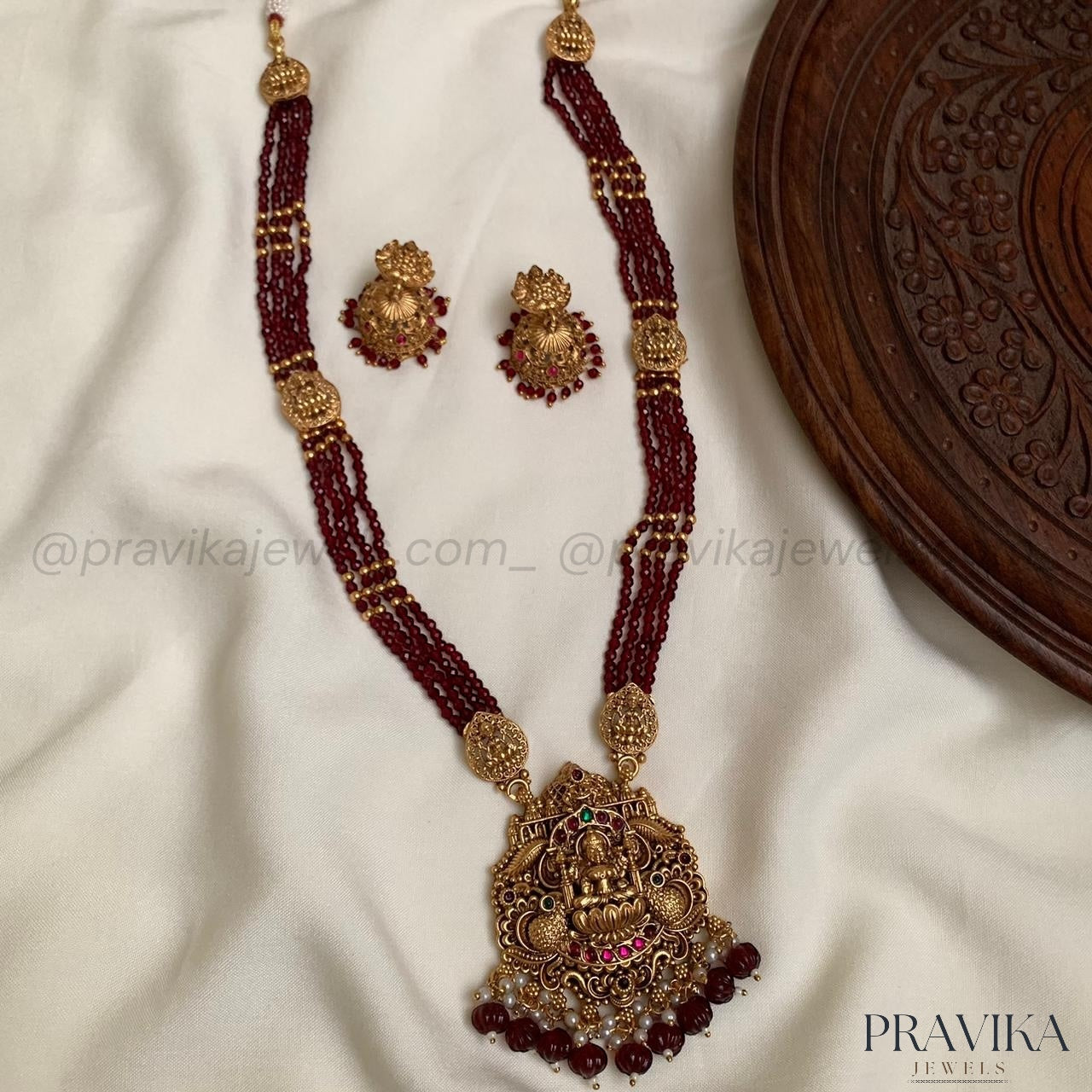 Red Beads Lakshmi Long Haram LH26