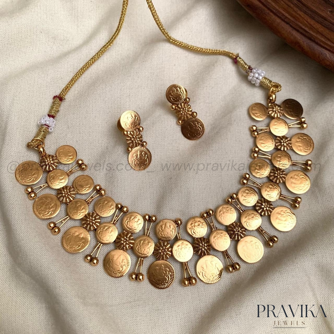 Antique Coin Necklace Set with Matching Earrings AN164