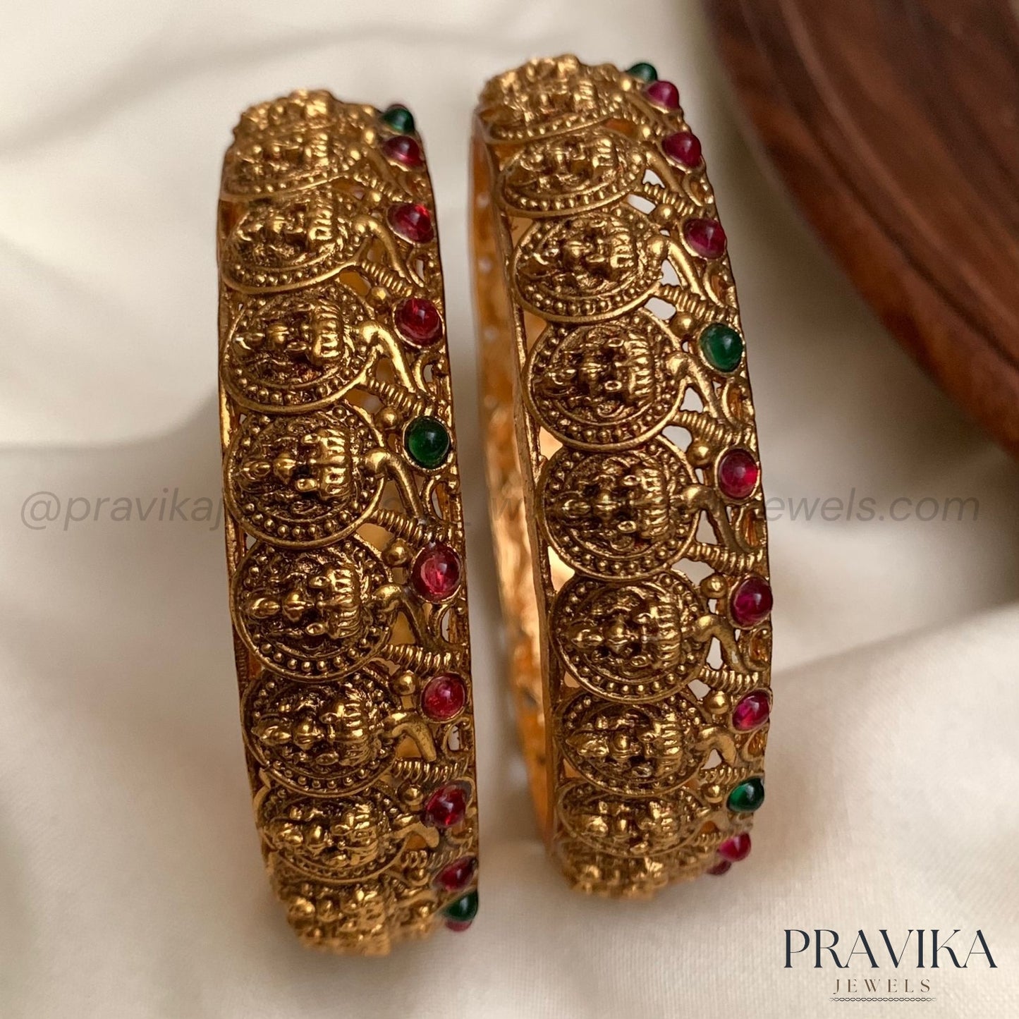 Antique Coin Motif Ruby–Emerald Bangles AB29