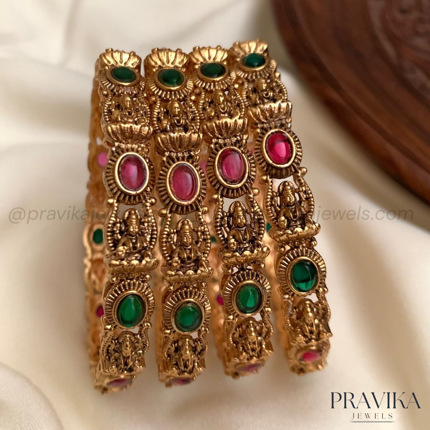 Lakshmi Pearl Temple Bangles (Set of 4) AB25