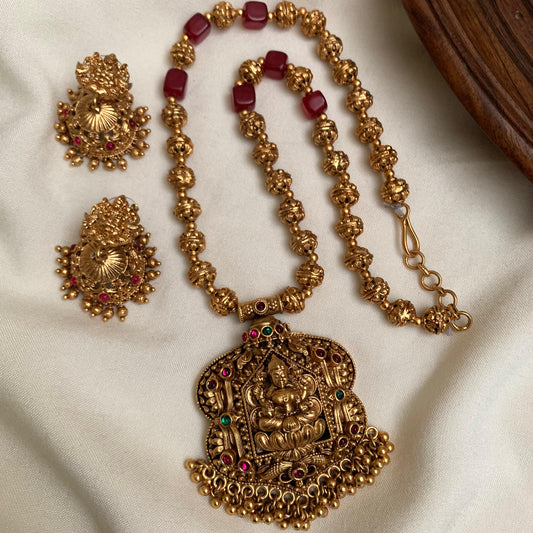 Antique Lakshmi Temple Beaded Necklace Set AN169