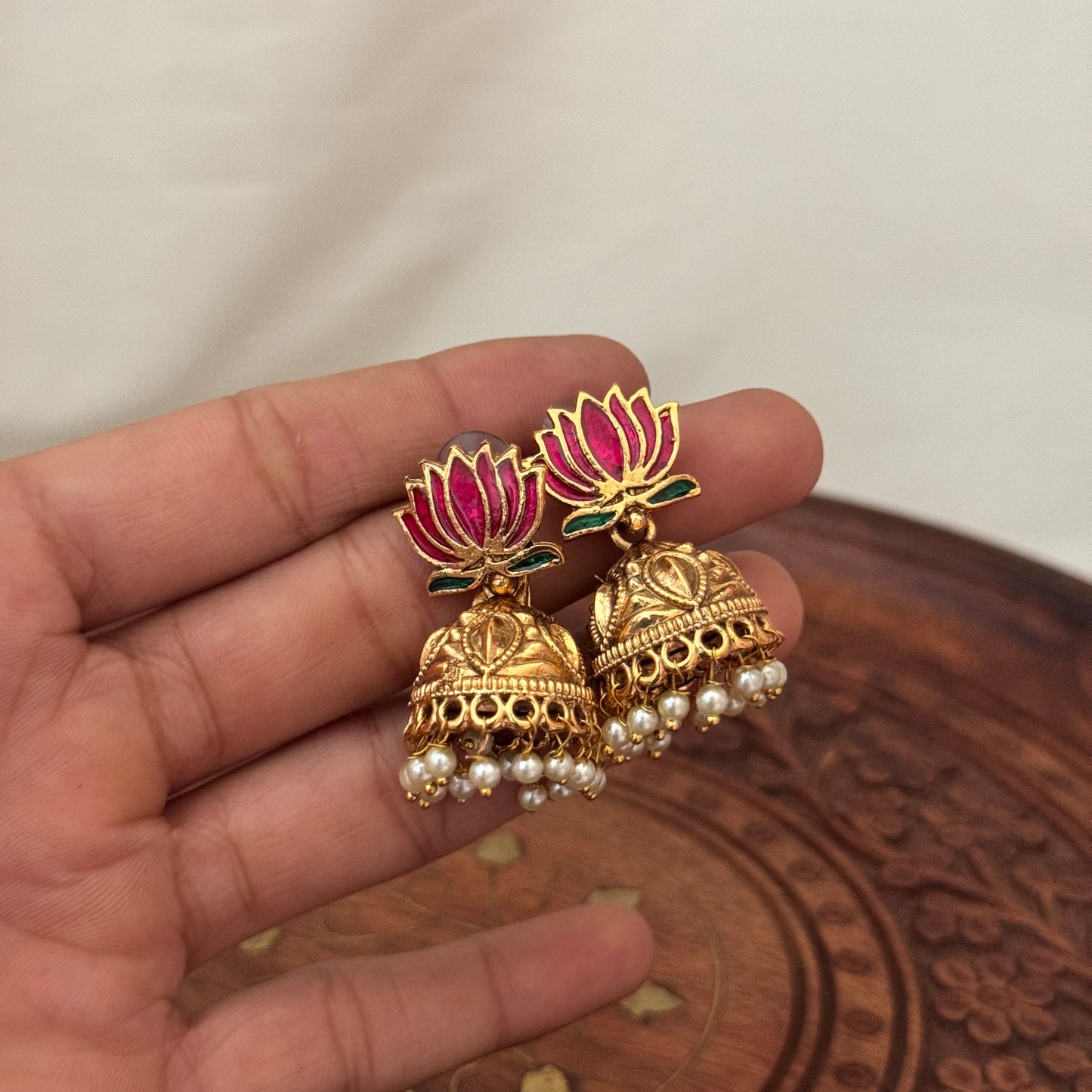Lotus Design Jhumka Earrings 🌸 AJ08