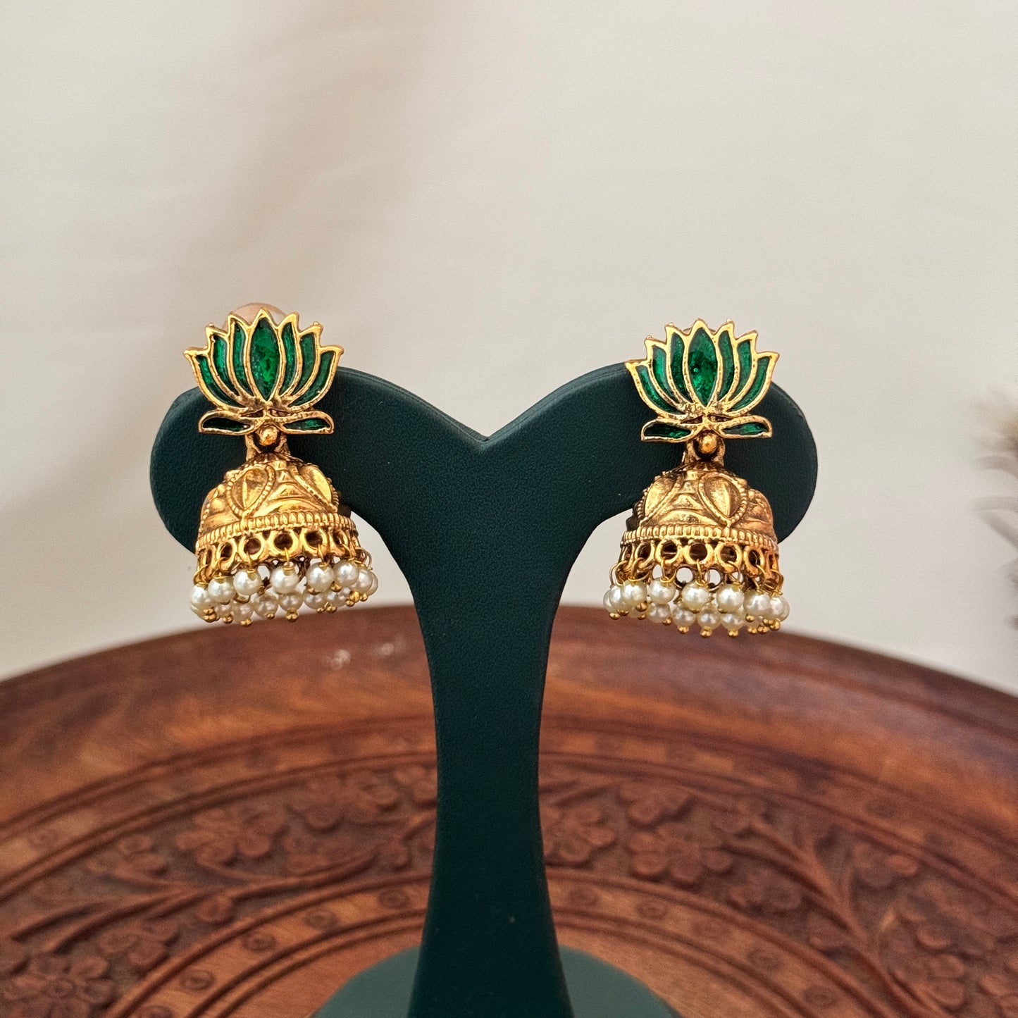 Lotus Design Jhumka Earrings 🌸 AJ08