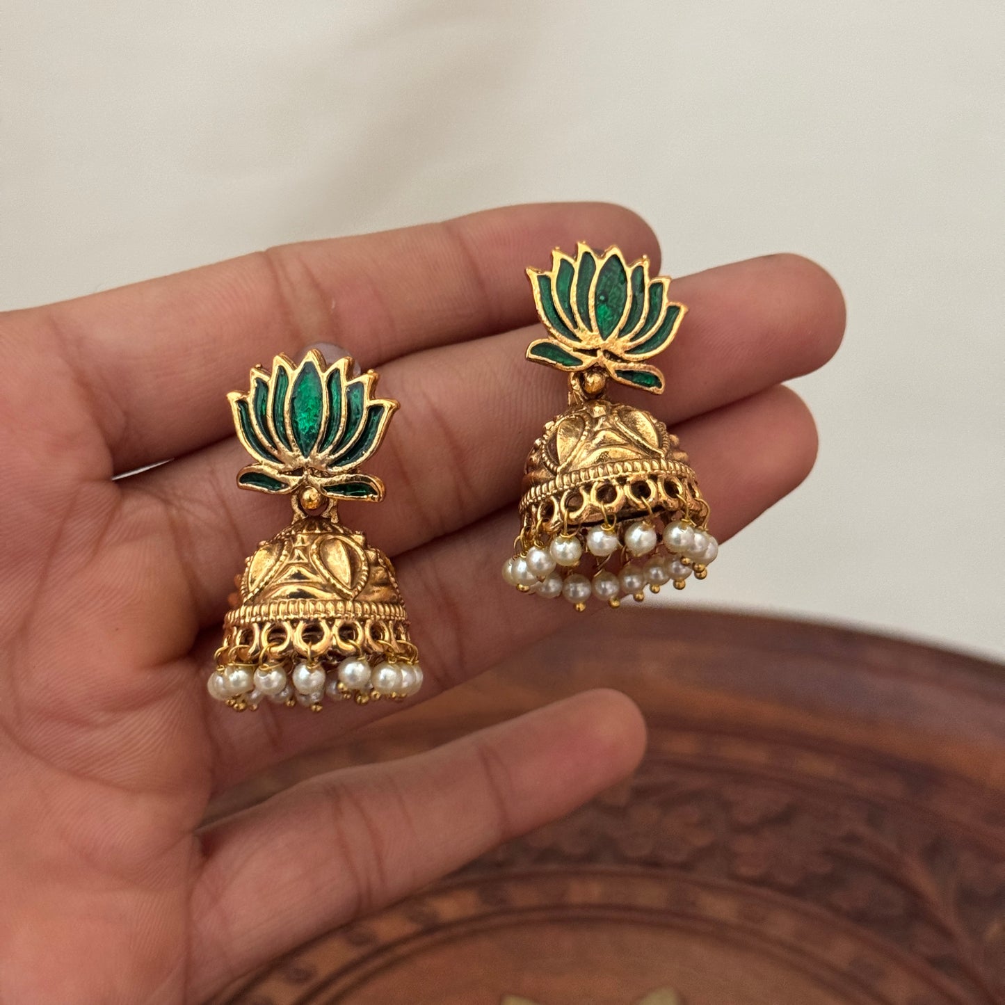 Lotus Design Jhumka Earrings 🌸 AJ08