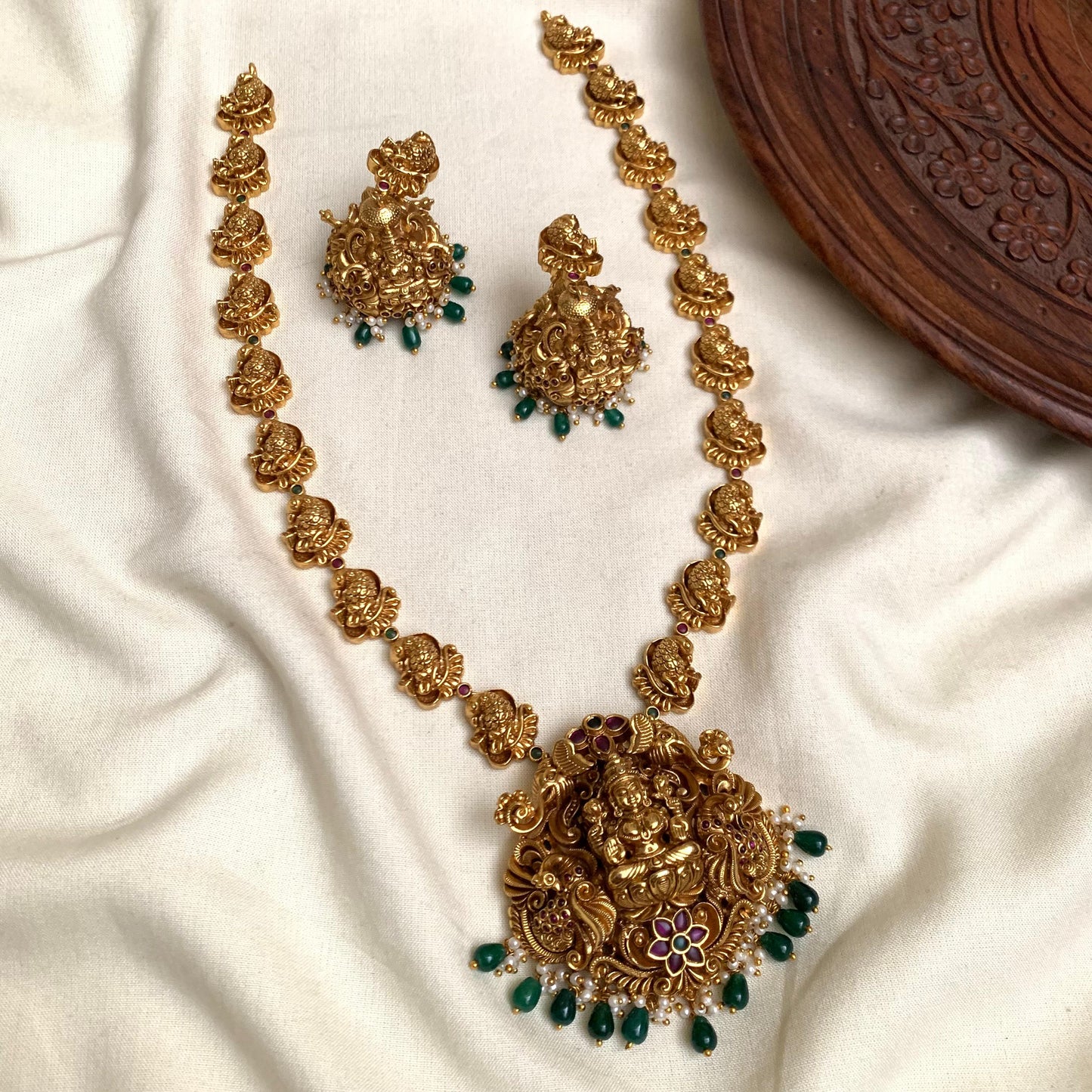 Premium Antique Temple Haram with Lakshmi Pendant PL02