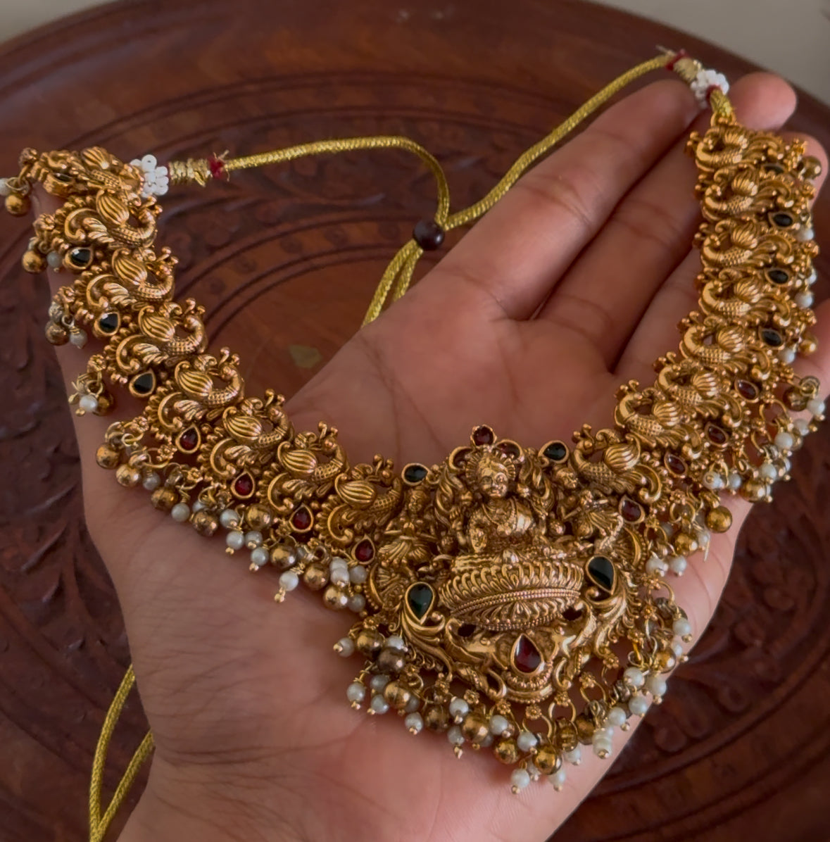 Antique Temple Lakshmi Pendant Necklace Set AN106