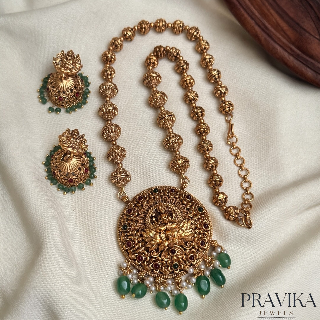 Antique Lakshmi Temple Necklace Set – AN44