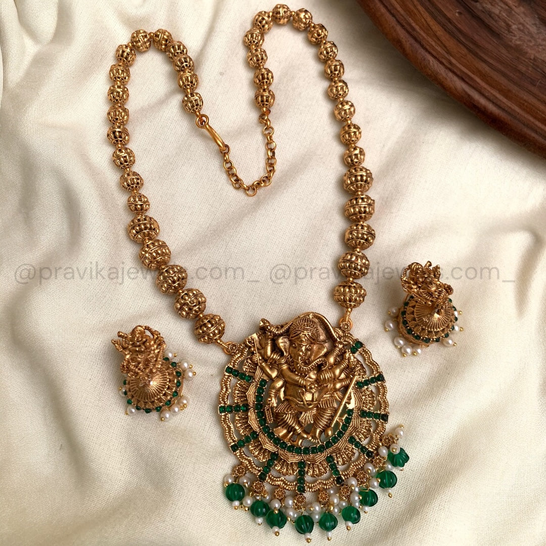 Antique Ganesh Temple Necklace Set AN84