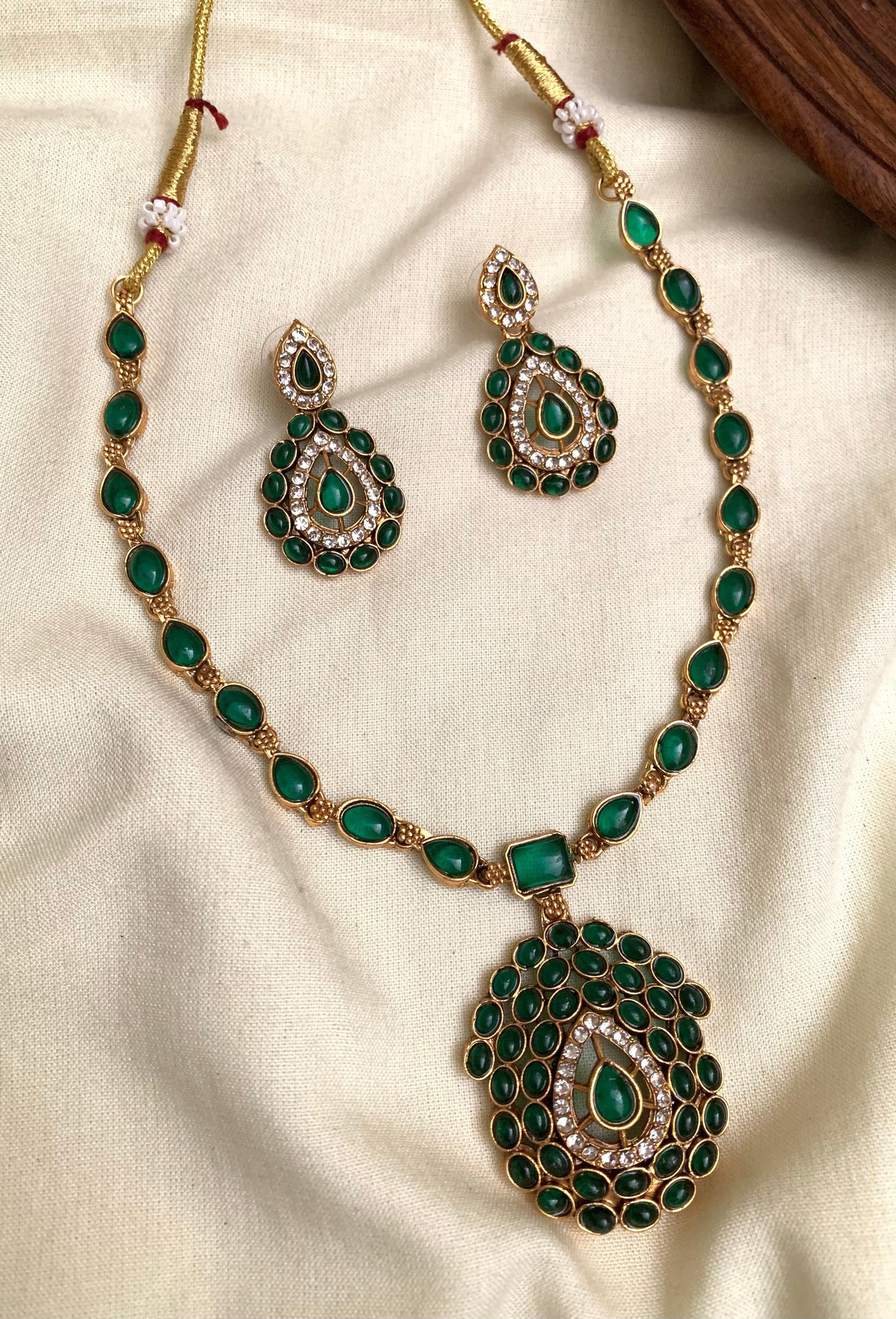 Jyothika Inspired Ruby Kundan Necklace Set AN47