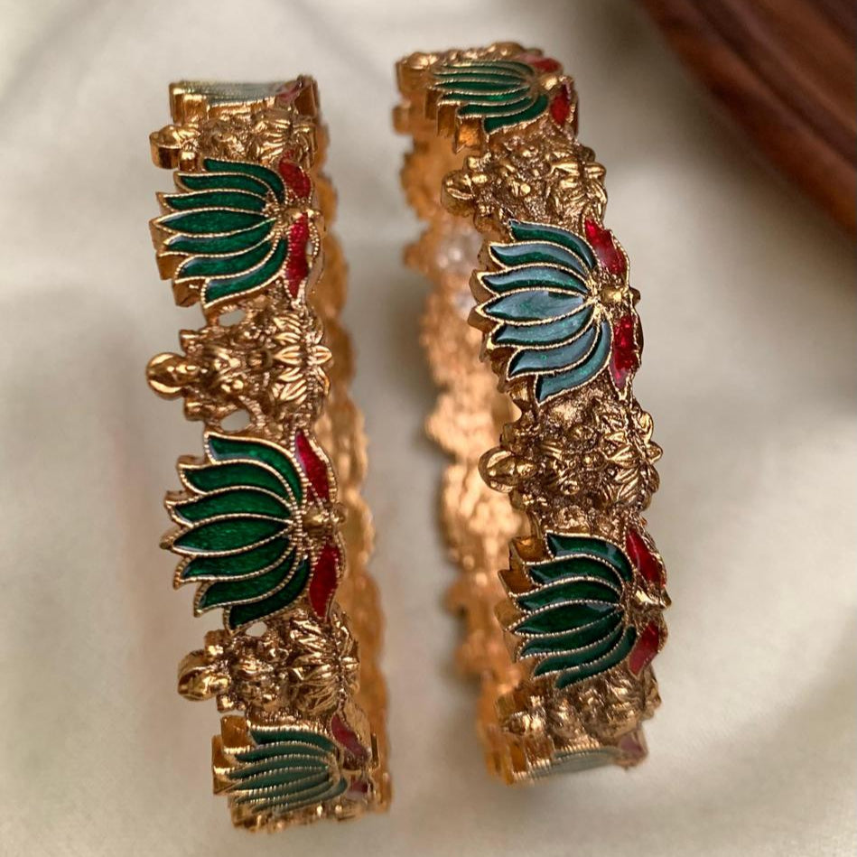 Antique Lotus Meenakari Bangles AB19
