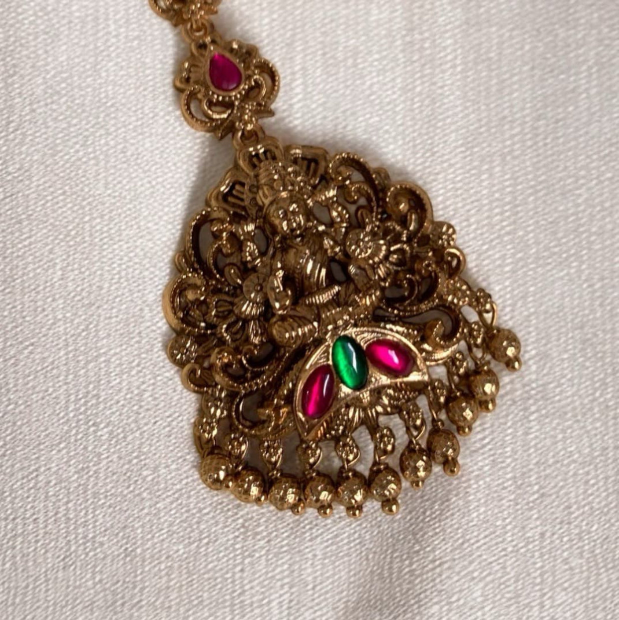 Antique Lakshmi Tikka with Ruby & Green Kemp Detailing ATK04