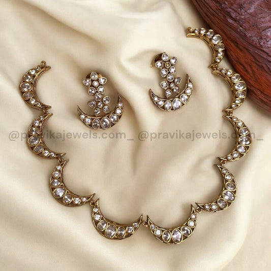 Celestial Crescent Kundan Necklace Set VN05