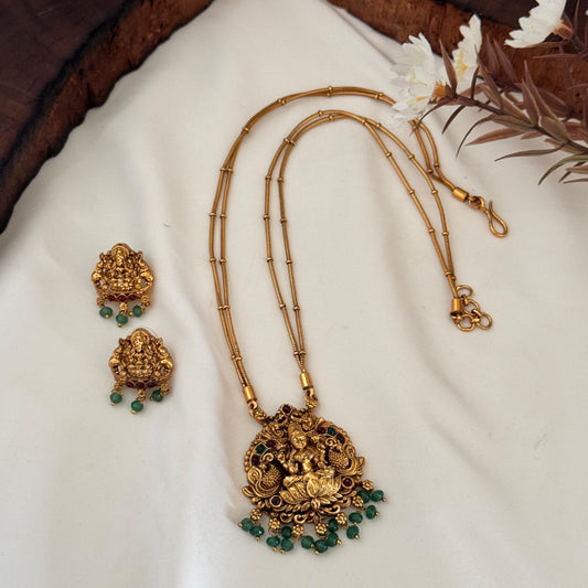 Antique Temple Lakshmi Pendant Necklace Set AN77