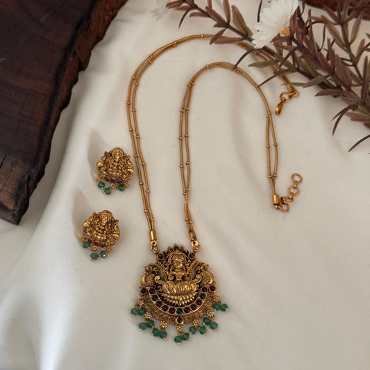 Antique Lakshmi Lotus Pendant Necklace AN81