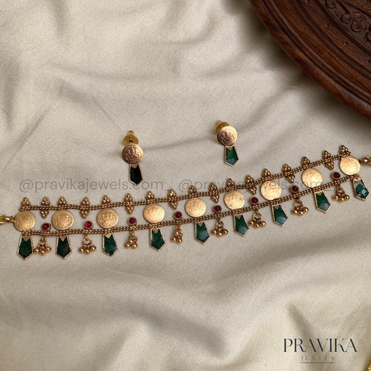 Antique Lakshmi Coin Choker Set AN119