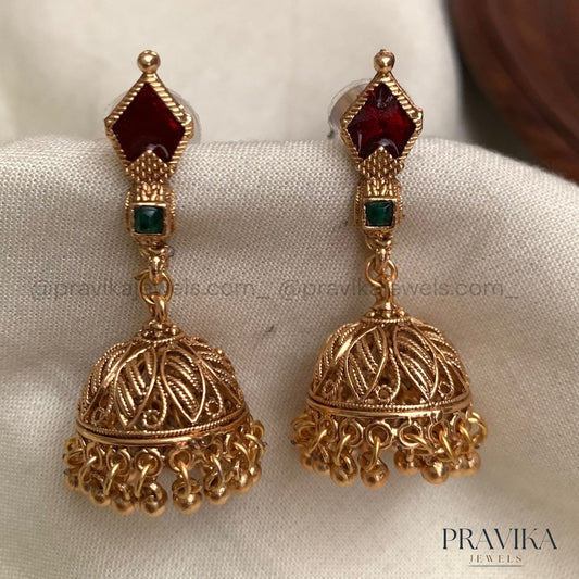 Antique Gold Jhumka Earrings AJ10