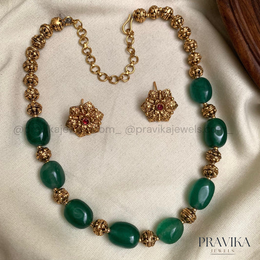 Antique Gold Beaded Necklace Set AN120