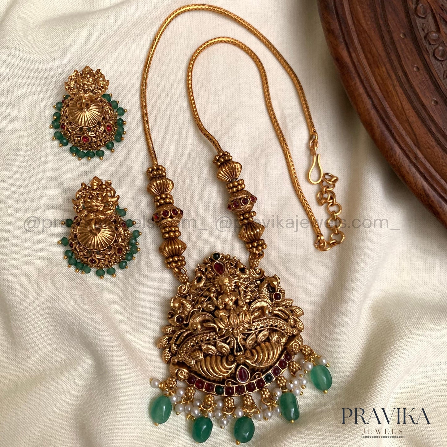 Lakshmi Peacock Antique Temple Necklace Set AN130