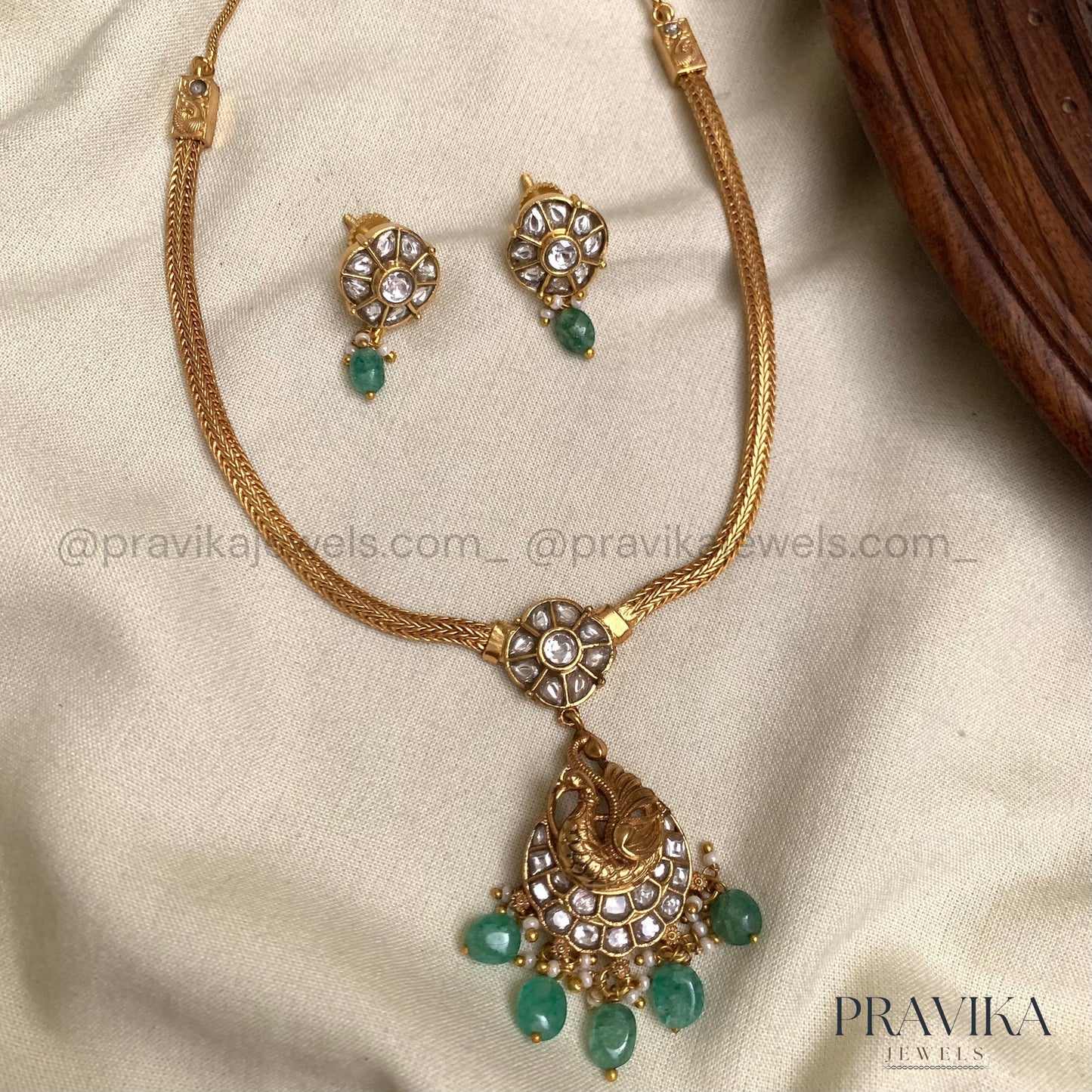 Premium Jadau Peacock Necklace Set PL15