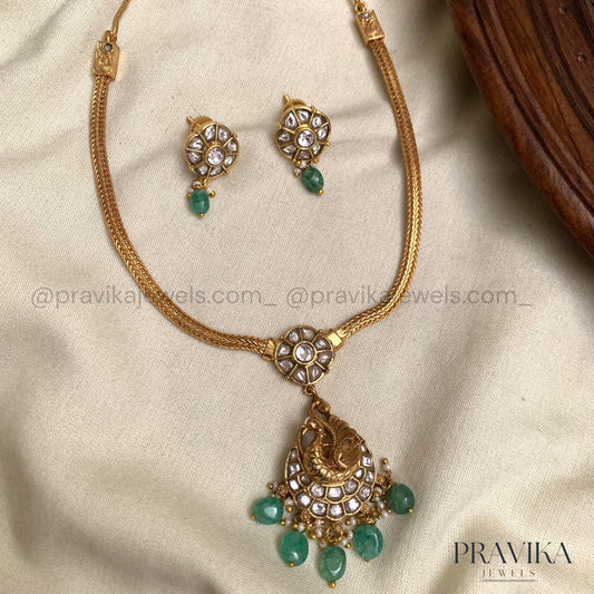 Premium Jadau Peacock Necklace Set PL15