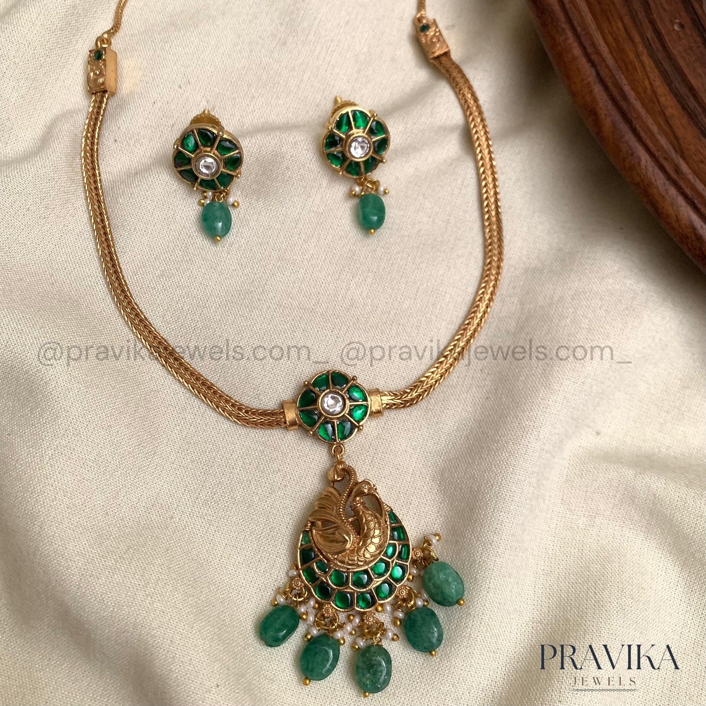 Premium Jadau Peacock Necklace Set PL15