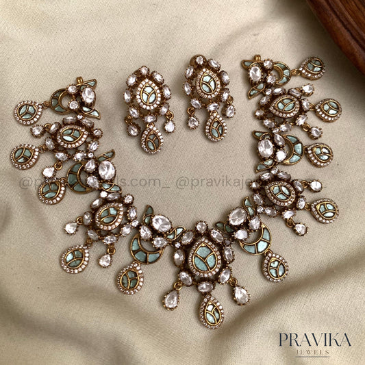 Premium Jadau Polki Necklace Set PL16