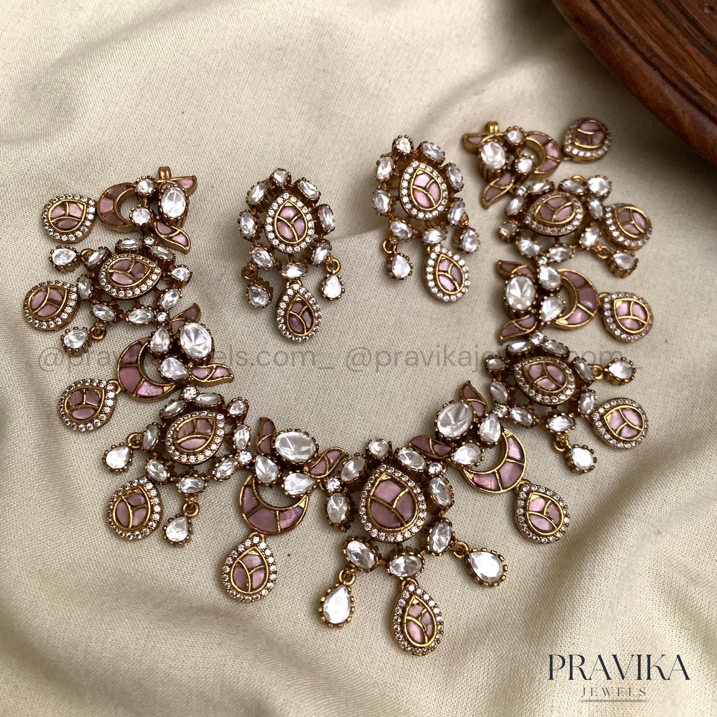 Premium Jadau Polki Necklace Set PL16