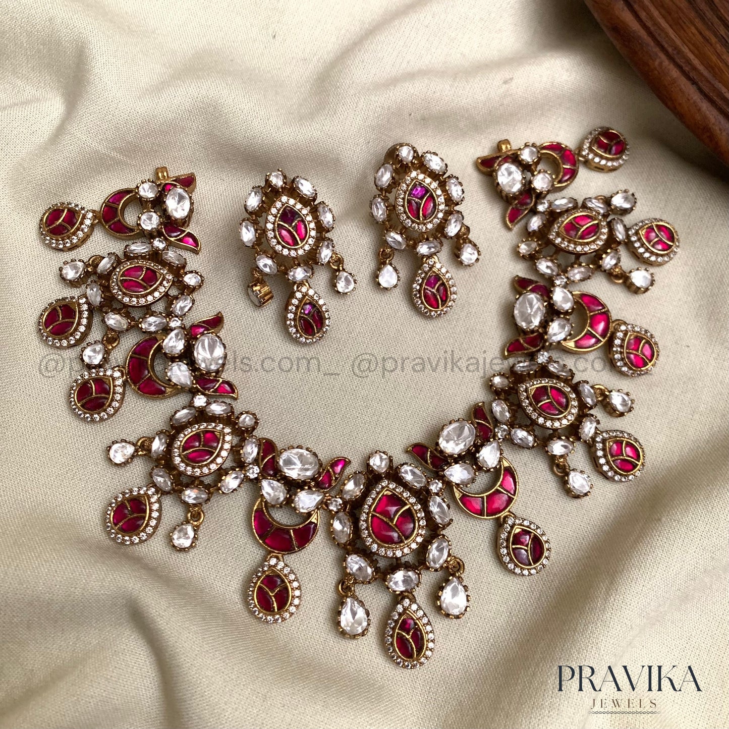 Premium Jadau Polki Necklace Set PL16