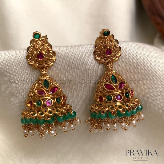 Antique Gold Jhumka Earrings AJ13