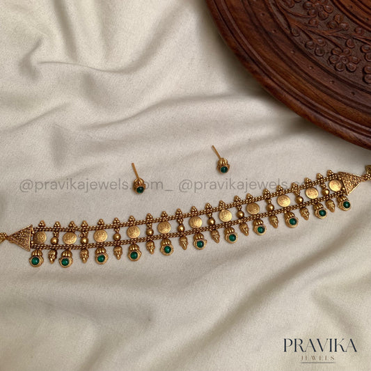 Antique Lakshmi Coin Choker Necklace Set AN132