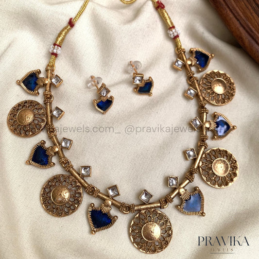 Antique Mirror Coin Necklace Set AN127