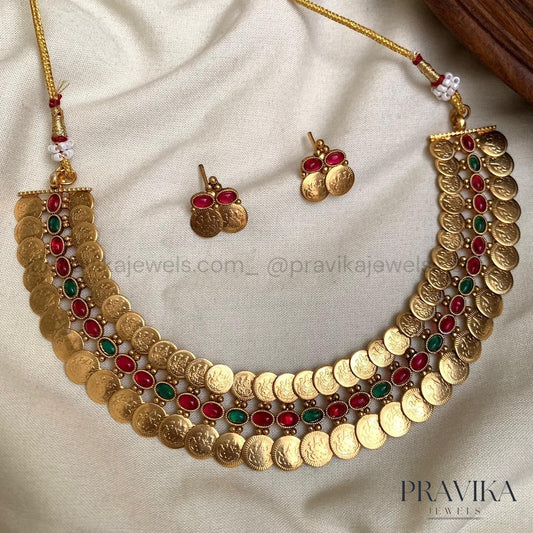 Traditional Temple Double Layer Coin Necklace AN139