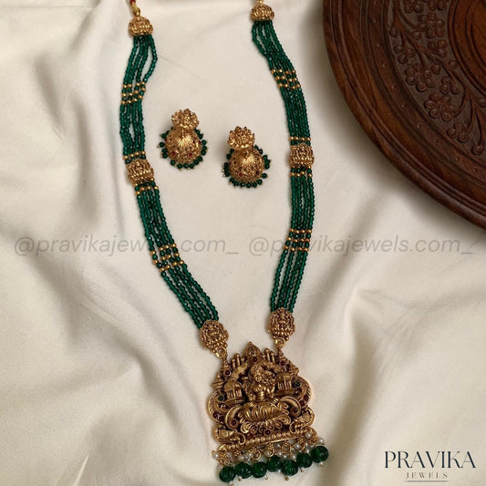 Green Beads Lakshmi Long Haram LH25