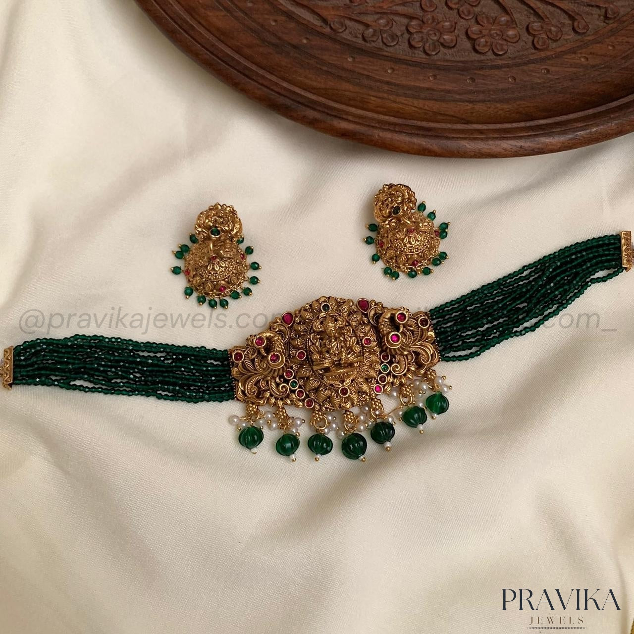 Green Beads Lakshmi Choker AN143