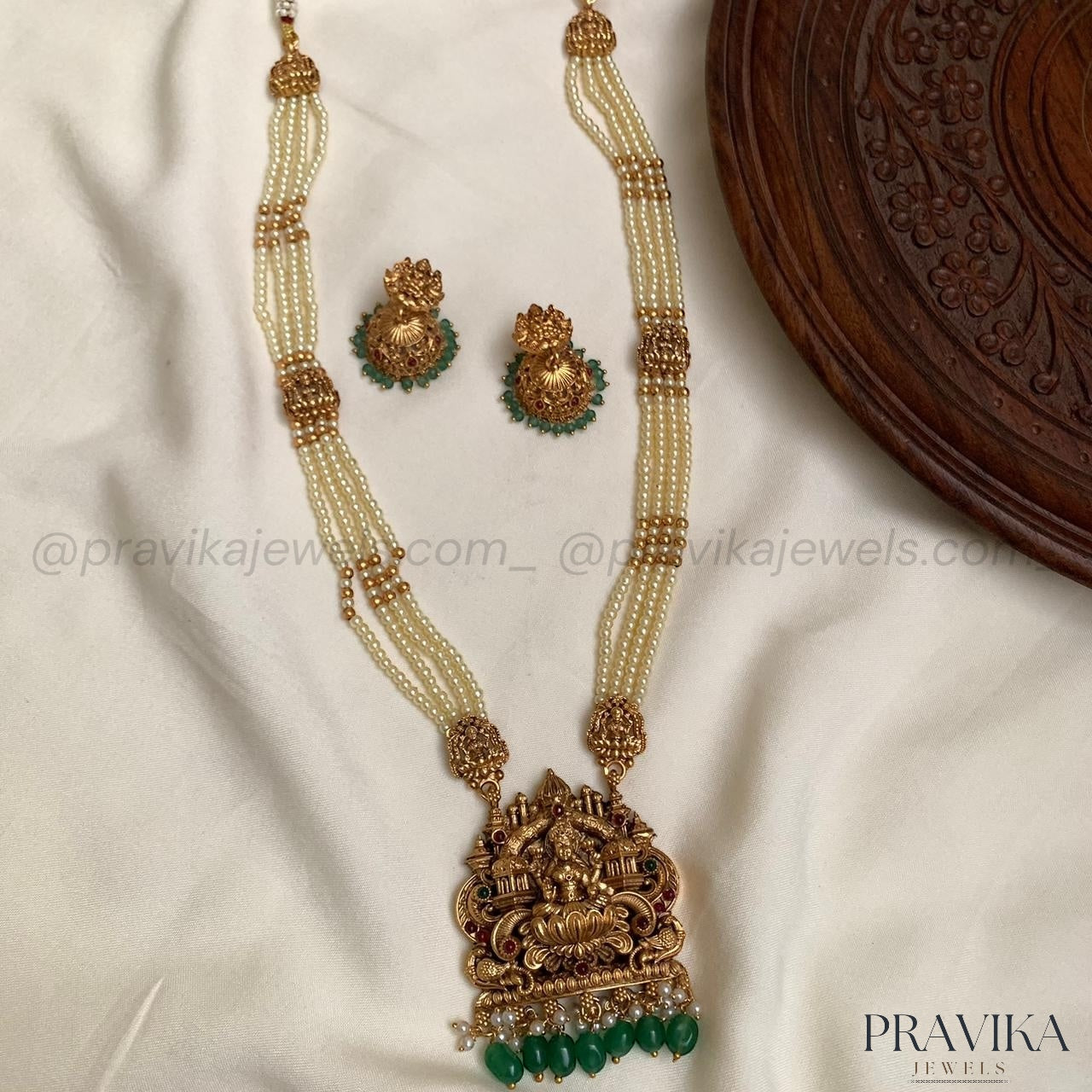 Temple Long Haram with Pink/Ruby Beads LH33