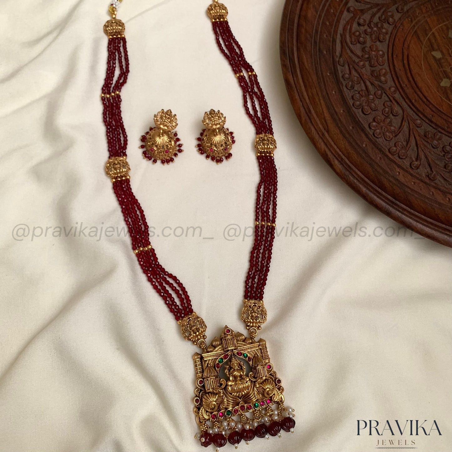 Temple Long Haram with Pink/Ruby Beads LH33