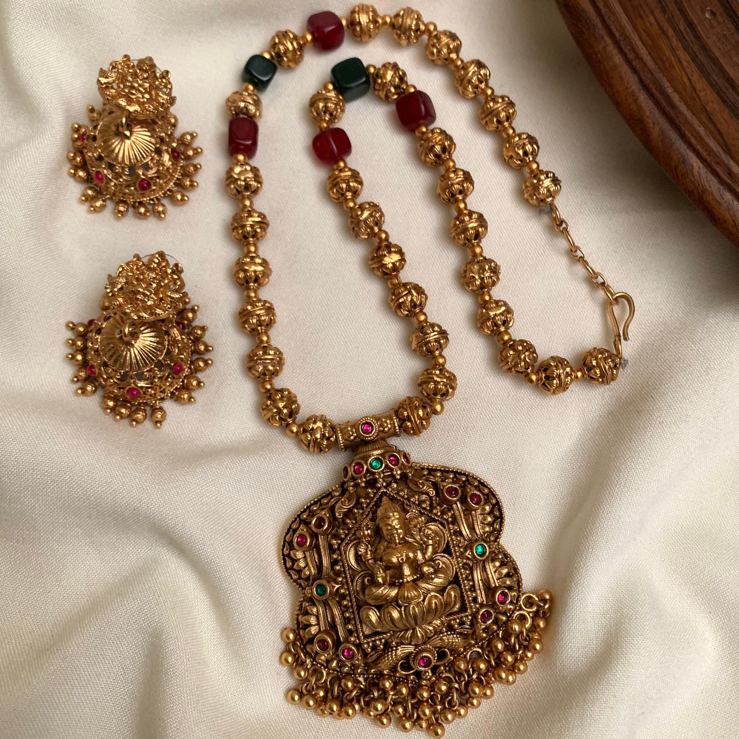 Antique Lakshmi Temple Beaded Necklace Set AN169