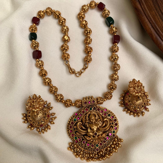 Traditional Temple Pendant Necklace Set AN172