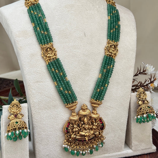 Antique Lakshmi Long Haram with Jhumkas LH14