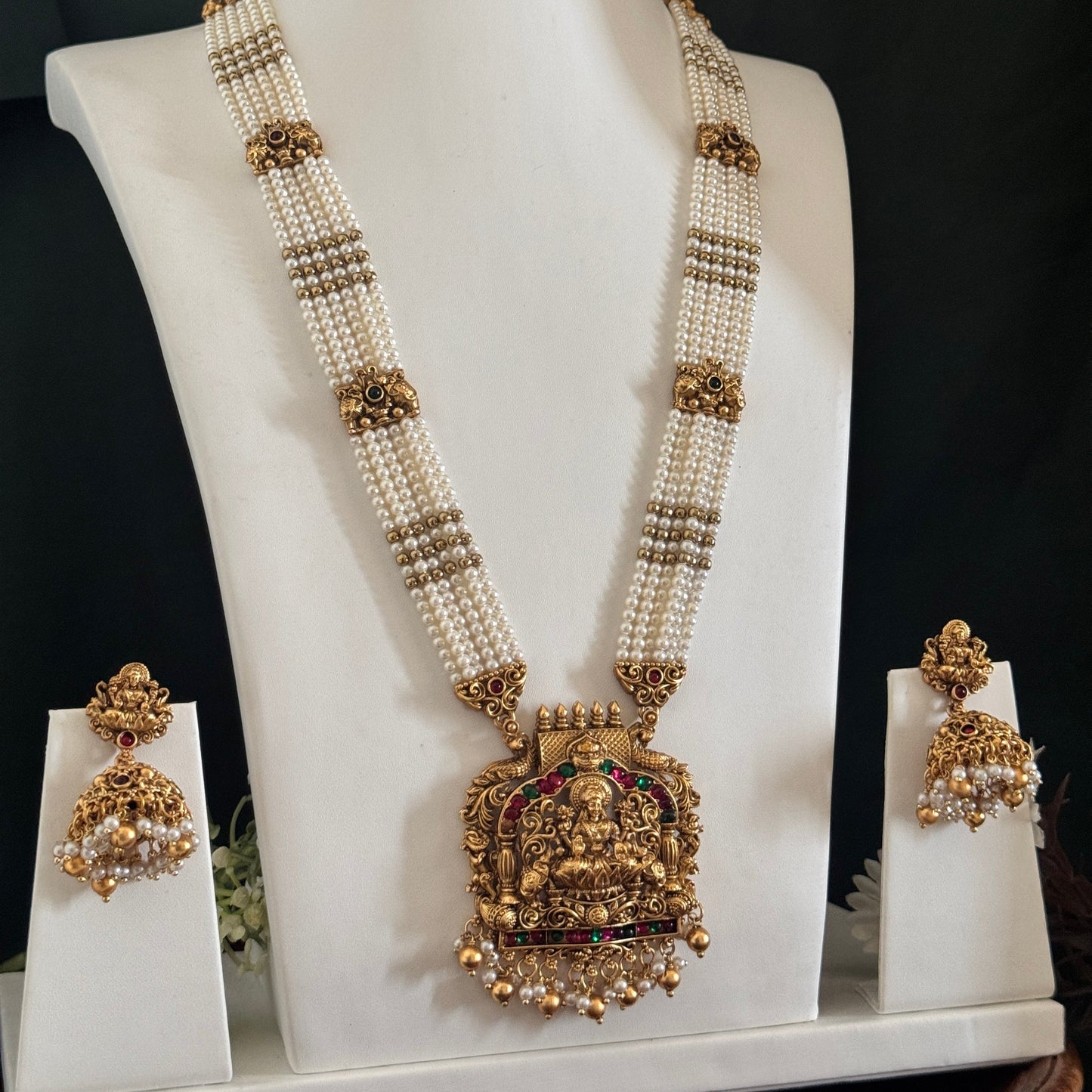 Lakshmi Devi Pearl Temple Haram Set LH15