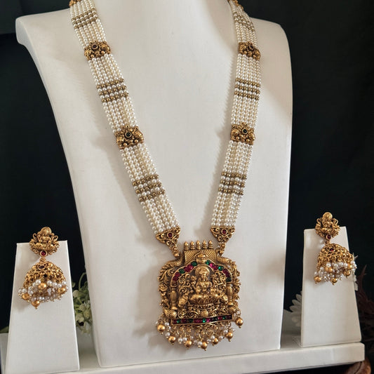 Lakshmi Devi Pearl Temple Haram Set LH15