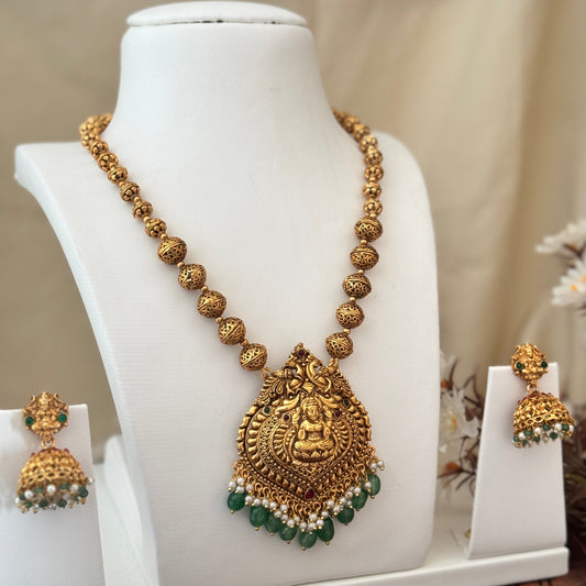 Antique Gold Lakshmi Temple Necklace Set AN35