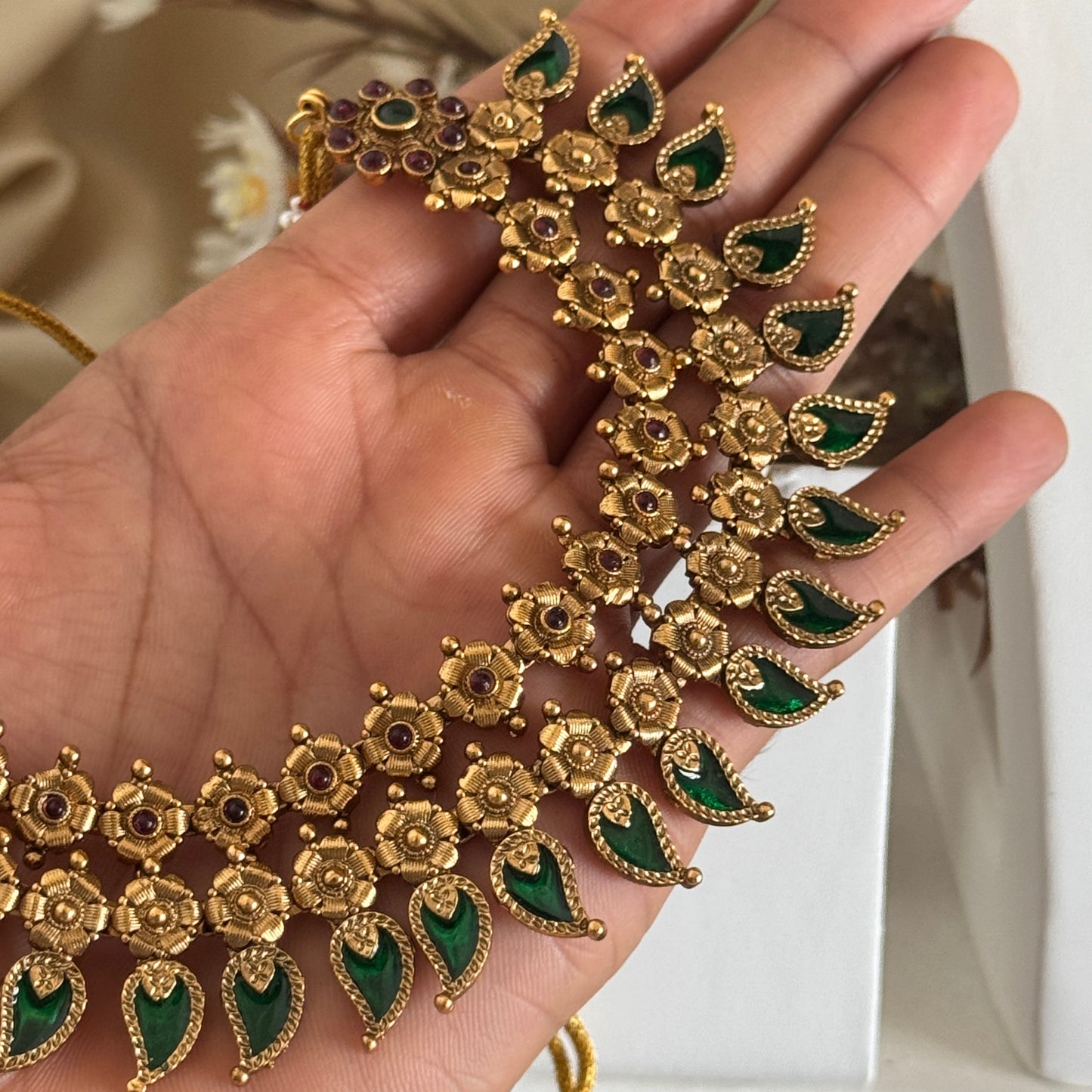 Antique Gold-Plated 2-Layer Mango Necklace AN53