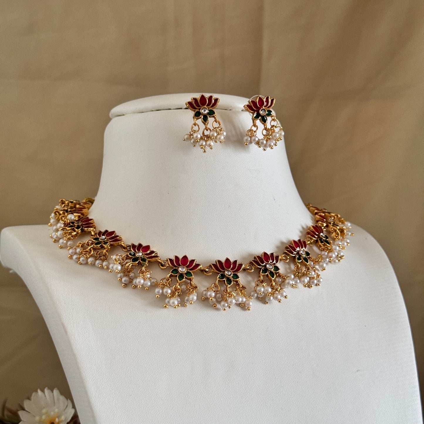 Lotus Pearl Necklace Set AN36