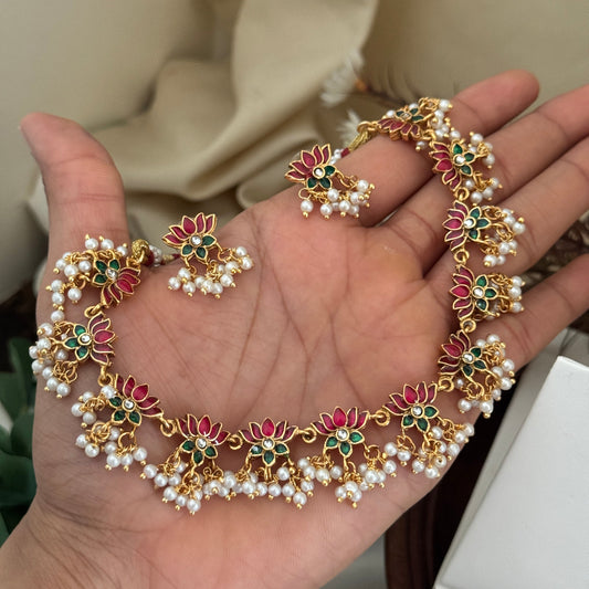 Lotus Pearl Necklace Set AN36
