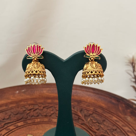 Lotus Design Jhumka Earrings 🌸 AJ08