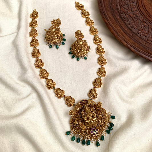 Premium Antique Temple Haram with Lakshmi Pendant PL02