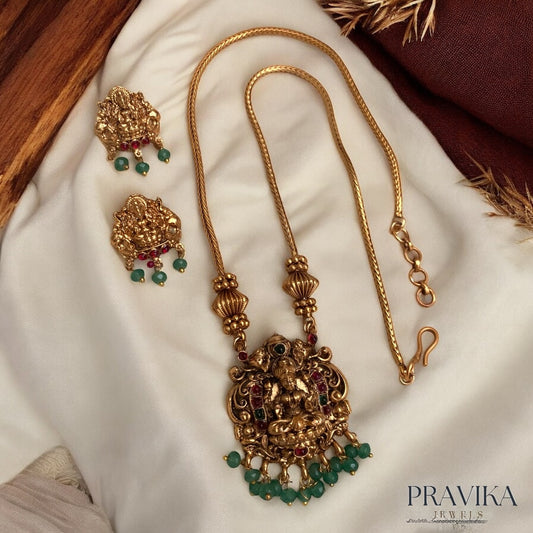 Heritage Lakshmi Pendant Chain with Earrings AN97